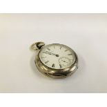VINTAGE SILVER POCKET WATCH, ENAMELLED DIAL MARKED A.W.Co WALTHAM.