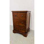 A SMALL REPRODUCTION HARDWOOD SIX DRAWER CHEST WIDTH 51CM. DEPTH 41CM. HEIGHT 75CM.