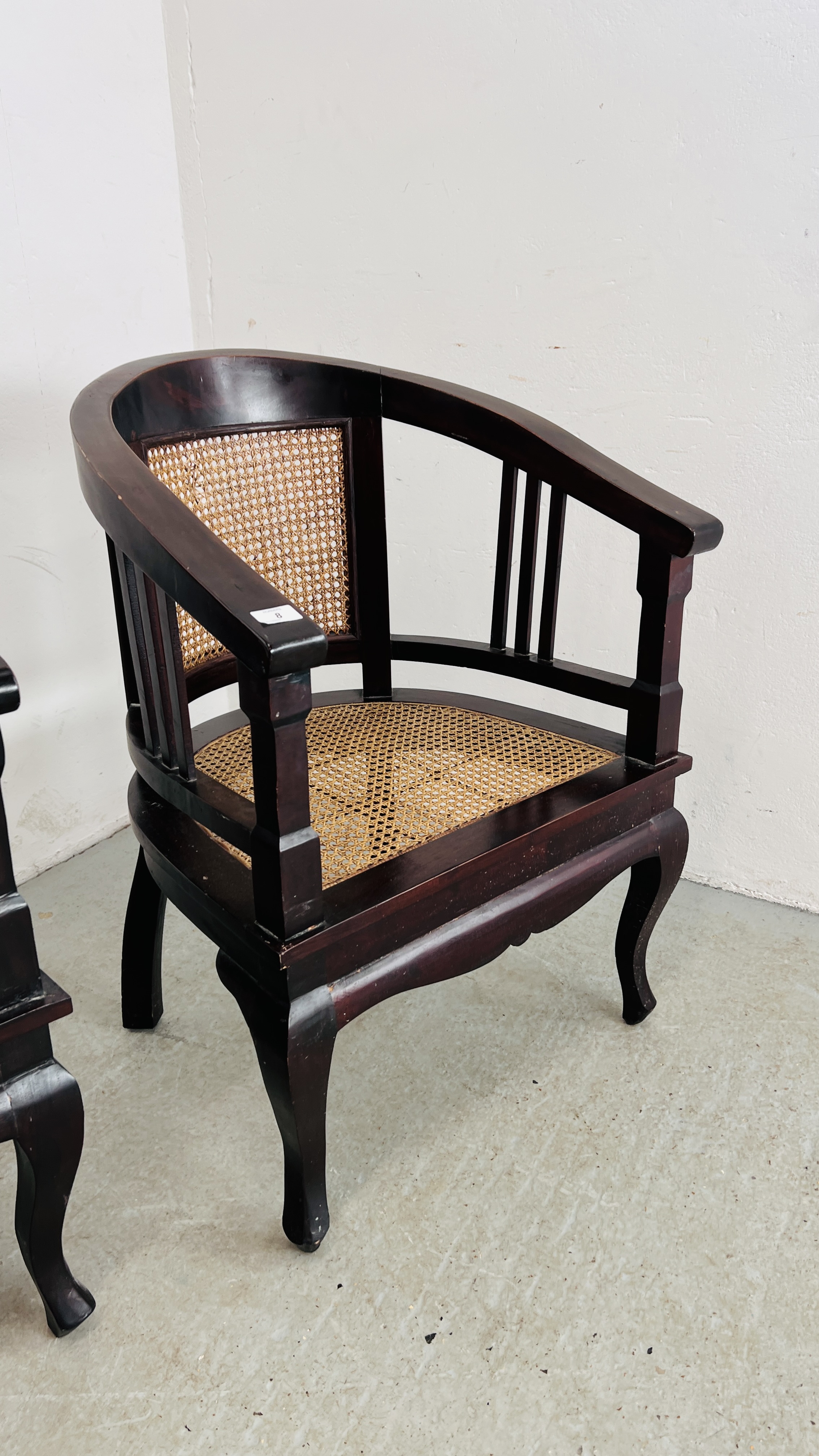 A PAIR OF HOOF BACK MAHOGANY CHAIRS WITH BERGER WORK BACK AND SEAT. - Image 2 of 18