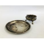 AN EARLY C19TH SILVER CIRCULAR DISH WITH ROPE TWIST RIM BY A.G & COMPANY, D 13.