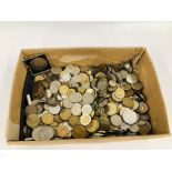 A BOX OF OLD FOREIGN COINAGE.