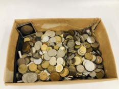 A BOX OF OLD FOREIGN COINAGE.