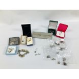 A GROUP OF GOOD QUALITY SILVER AND WHITE METAL JEWELLERY TO INCLUDE VARIOUS SETS,