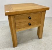 MODERN LIGHT OAK SINGLE DRAWER (DOUBLE EFFECT) OCCASIONAL TABLE WIDTH 60CM. DEPTH 55CM. HEIGHT 61CM.