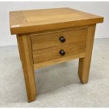 MODERN LIGHT OAK SINGLE DRAWER (DOUBLE EFFECT) OCCASIONAL TABLE WIDTH 60CM. DEPTH 55CM. HEIGHT 61CM.