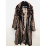 A LADIES DENNIS BASSO FAUX FUR COAT SIZE XXL.