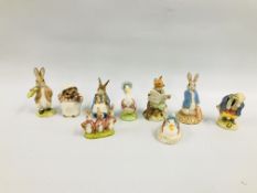 A COLLECTION OF EIGHT ROYAL ALBERT BEATRIX POTTER CABINET ORNAMENTS TO INCLUDE FLOPSY,