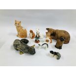 A GROUP OF TEN CAT ORNAMENTS TO INCLUDE BESWICK, LOMOND CERAMICS KATRINA 31992, FEIN BAYREUTH.