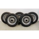 SET OF FIVE VINTAGE MOTOR CAR MULTI SPOKE WHEELS - BELIEVED TO BE JAGUAR OR MG - FOR OFF ROAD USE