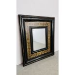 A LARGE REPRODUCTION ANTIQUE EFFECT MIRROR WITH FLORAL DECORATION, W 96CM X H 122CM.