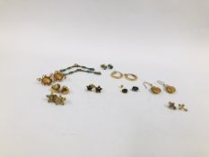A GROUP OF EARRINGS TO INCLUDE THREE PAIRS OF 9CT.