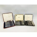 SET OF SIX CASED TEA KNIVES WITH SILVER HANDLES, SHEFFIELD ASSAY 1937,