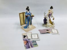 A BOXED FRANKLIN MINT MICHIKO "PRINCESS OF THE PLUM BLOSSOMS" ALONG WITH FRANKLIN MINT TAMIKO