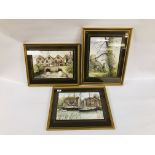 THREE FRAMED AND MOUNTED WATERCOLOURS OF WOODBRIDGE,