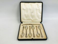 CASED SET OF SIX SILVER GRAPEFRUIT SPOONS ALONG WITH A SINGLE KNIFE LONDON 1931,