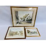 TWO FRAMED WATERCOLOURS LOCAL INTEREST BEARING SIGNATURE RAY HAYDON,