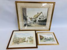 TWO FRAMED WATERCOLOURS LOCAL INTEREST BEARING SIGNATURE RAY HAYDON,