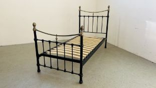 A REPRODUCTION VICTORIAN STYLE SINGLE BEDSTEAD.