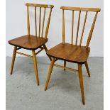 PAIR OF ERCOL STYLE (NO MAKERS LABEL) STICK BACK CHAIRS