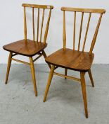 PAIR OF ERCOL STYLE (NO MAKERS LABEL) STICK BACK CHAIRS