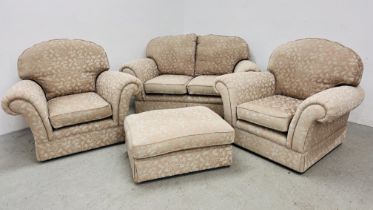 QUALITY MARKS & SPENCER LOUNGE SUITE COMPRISING TWO SEATER SOFA,