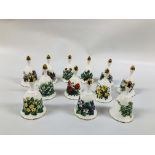 A COLLECTION OF 12 COLLECTORS WILDFLOWER BELLS BY DANBURY MINT "THE ROYAL BOTANIC GARDENS" SUMMER