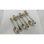 SET OF SIX SILVER GRAPEFRUIT SPOONS MAKER RJ BEARING MONOGRAM "MD"