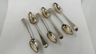 SET OF SIX SILVER GRAPEFRUIT SPOONS MAKER RJ BEARING MONOGRAM "MD"