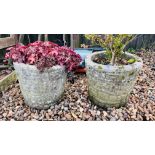 A PAIR OF STONEWORK GARDEN PLANTERS,