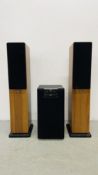 YAMAHA ACTIVE SERVO PROCESSING SUBWOOFER SYSTEM XST-SW80 ALONG WITH A PAIR OF FLOOR STANDING TIB