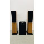 YAMAHA ACTIVE SERVO PROCESSING SUBWOOFER SYSTEM XST-SW80 ALONG WITH A PAIR OF FLOOR STANDING TIB