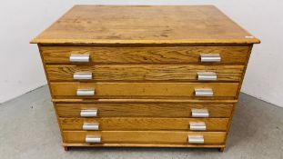 VINTAGE SIX DRAWER SPLIT PLAN CHEST, OAK FRONT PINE LINED WIDTH 120CM. DEPTH 86CM. HEIGHT 86CM.