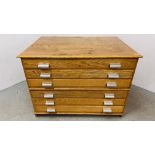 VINTAGE SIX DRAWER SPLIT PLAN CHEST, OAK FRONT PINE LINED WIDTH 120CM. DEPTH 86CM. HEIGHT 86CM.