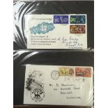 BOX WITH A COLLECTION OF GB FIRST DAY COVERS IN FIVE ALBUMS, 1953-2000 WITH BETTER 1960's.