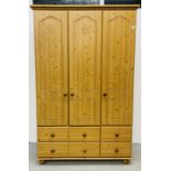 AN ATHENS 800 GENTS TRIPLE WARDROBE WITH SIX DRAWER BASE WIDTH 120CM. DEPTH 54CM. HEIGHT 196CM.