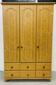 AN ATHENS 800 GENTS TRIPLE WARDROBE WITH SIX DRAWER BASE WIDTH 120CM. DEPTH 54CM. HEIGHT 196CM.