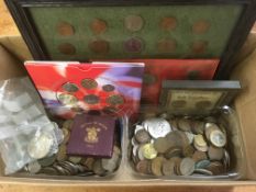 BOX OF MIXED COINS, GB 1951 FESTIVAL CROWN IN BOX (2), 2001 UNCIRCULATED SET,