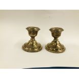 PAIR OF SILVER SQUAT CANDLESTICKS BIRMINGHAM ASSAY HEIGHT 6.5CM.