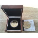 2009 TRISTAN DA CUNHA £5 SILVER COIN GOLD-PLATED INSET WITH RUBIES AND ENAMEL IN CASE WITH
