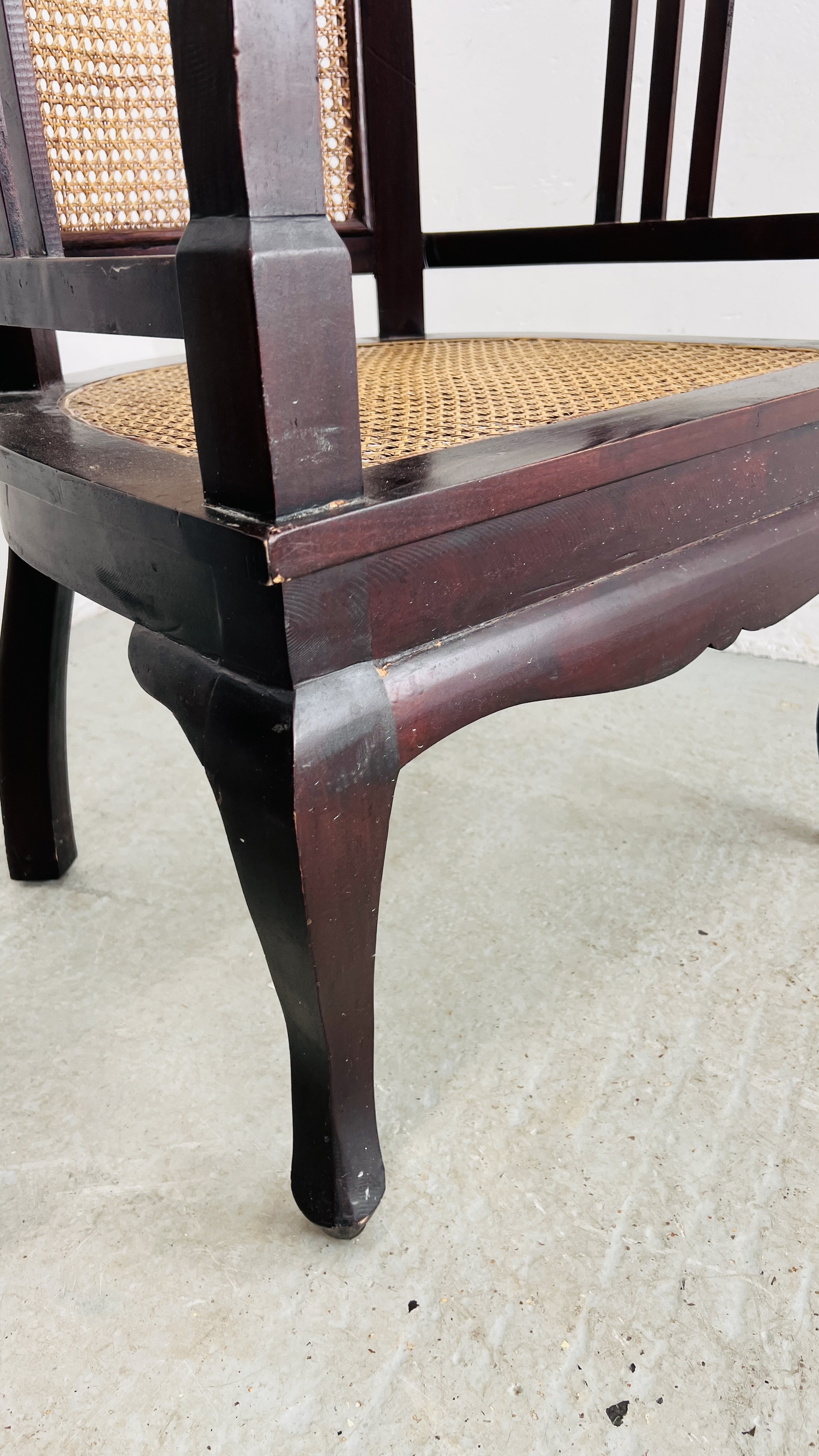 A PAIR OF HOOF BACK MAHOGANY CHAIRS WITH BERGER WORK BACK AND SEAT. - Image 7 of 18