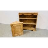 SMALL WAXED PINE CORNER CABINET H 50.