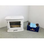 DOUGHTON FLUELESS HIGH EFFICIENCY GAS STOVE IN WHITE WIDTH 59CM. DEPTH 33CM. HEIGHT 50CM.