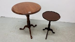 REPRODUCTION MAHOGANY TILT TOP PEDESTAL TABLE CIRCULAR TOP DEPTH 57CM.