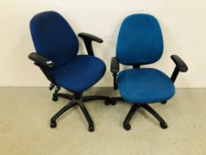TWO OFFICE GAS RAM CHAIRS.