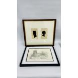 A FRAMED PAIR OF C19TH SILHOUETTES MALE AND FEMALE BEARING PENCIL SIGNATURE "TOVEY" (FRAME SIZE W