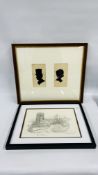 A FRAMED PAIR OF C19TH SILHOUETTES MALE AND FEMALE BEARING PENCIL SIGNATURE "TOVEY" (FRAME SIZE W