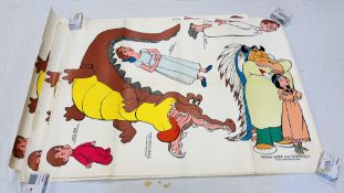 COLLECTION OF FIVE ORIGINAL MOVIE WALT DISNEY ADVERTISING POSTERS "INDIAN CHIEF AND TIGER LILY"