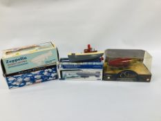 A GROUP OF FOUR ZEPPELIN COLLECTORS MODELS TO INCLUDE THREE TIN PLATE WIND UP EXAMPLES ALL IN