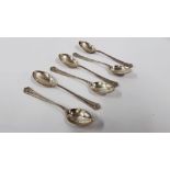 SET OF SIX SILVER EGG SPOONS WITH SHELL DESIGN,