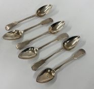 SET OF SIX SILVER FIDDLE PATTERN GRAPEFRUIT SPOONS,